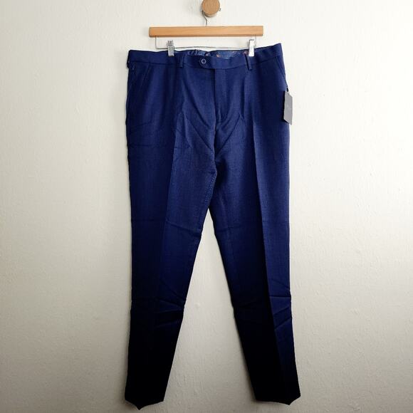Ted Baker London Performance Suit 100% Wool Blue Dress Pants Trouser NWT 38R